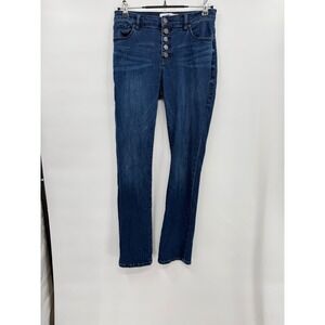 Cabi 4 Straight Leg Jeans Women Dark Wash Blue Button Fly High Rise Stretch 4327